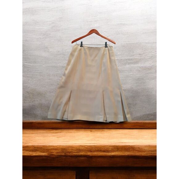 Gap 90s Tan Pleated A-Line Midi Skirt Size 12 - Vintage Style - Picture 1 of 9